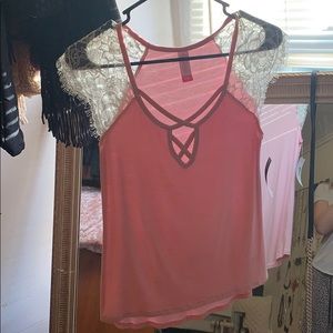 Pink lace top